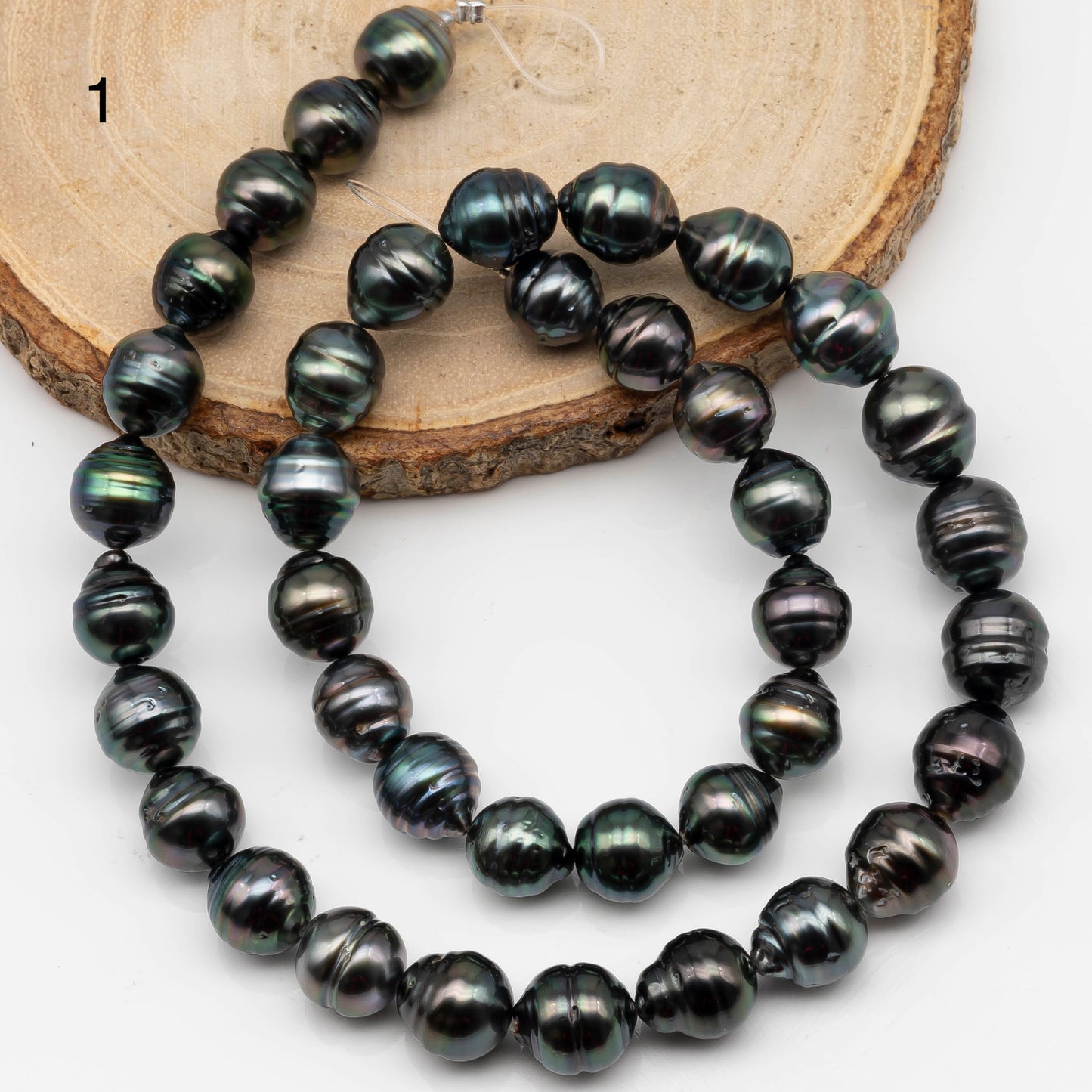 9-10mm Drop Tahitian Pearl in Full Strand with Natural Color and High Luster, For Jewelry Making with  Minor Blemishes, SKU # 2394TH