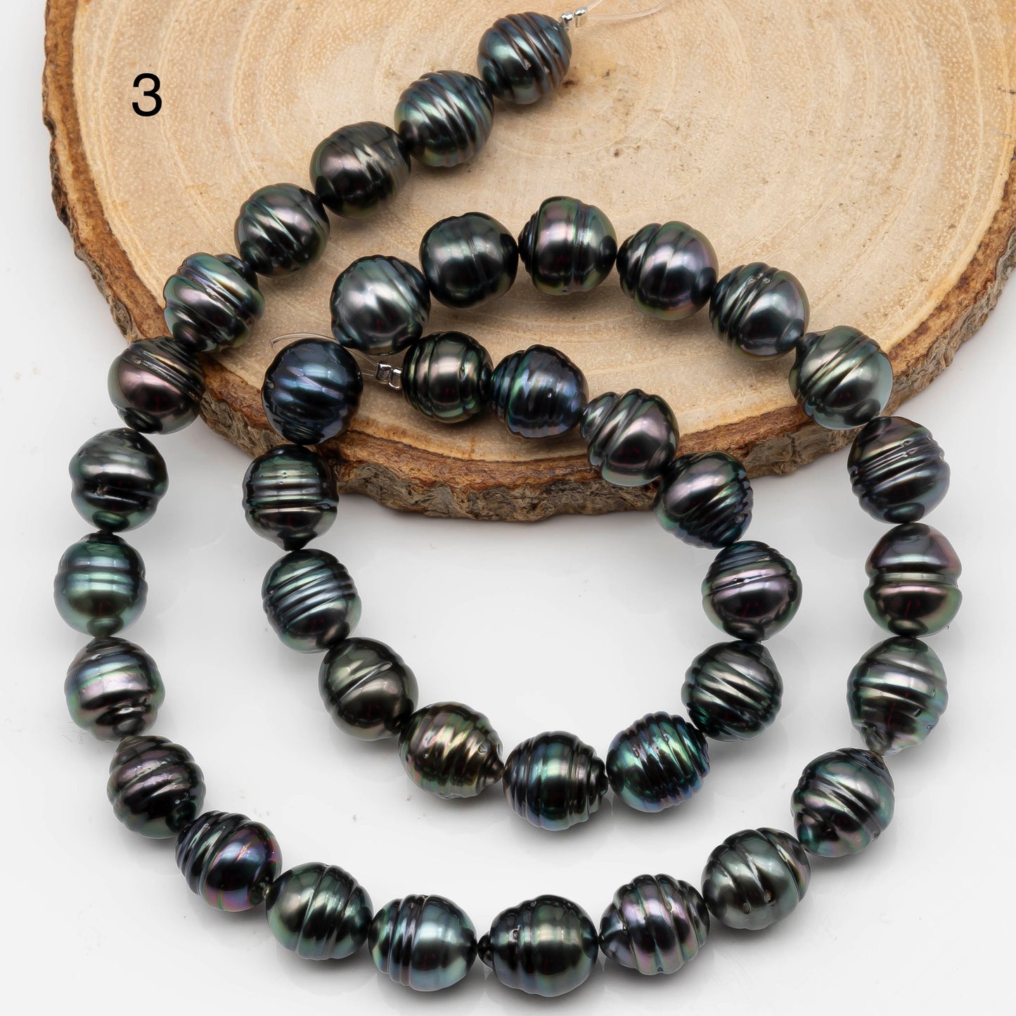 9-10mm Drop Tahitian Pearl in Full Strand with Natural Color and High Luster, For Jewelry Making with  Minor Blemishes, SKU # 2394TH