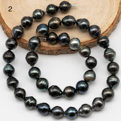 9-10mm Drop Tahitian Pearl in Full Strand with Natural Color and High Luster, For Jewelry Making with  Minor Blemishes, SKU # 2395TH