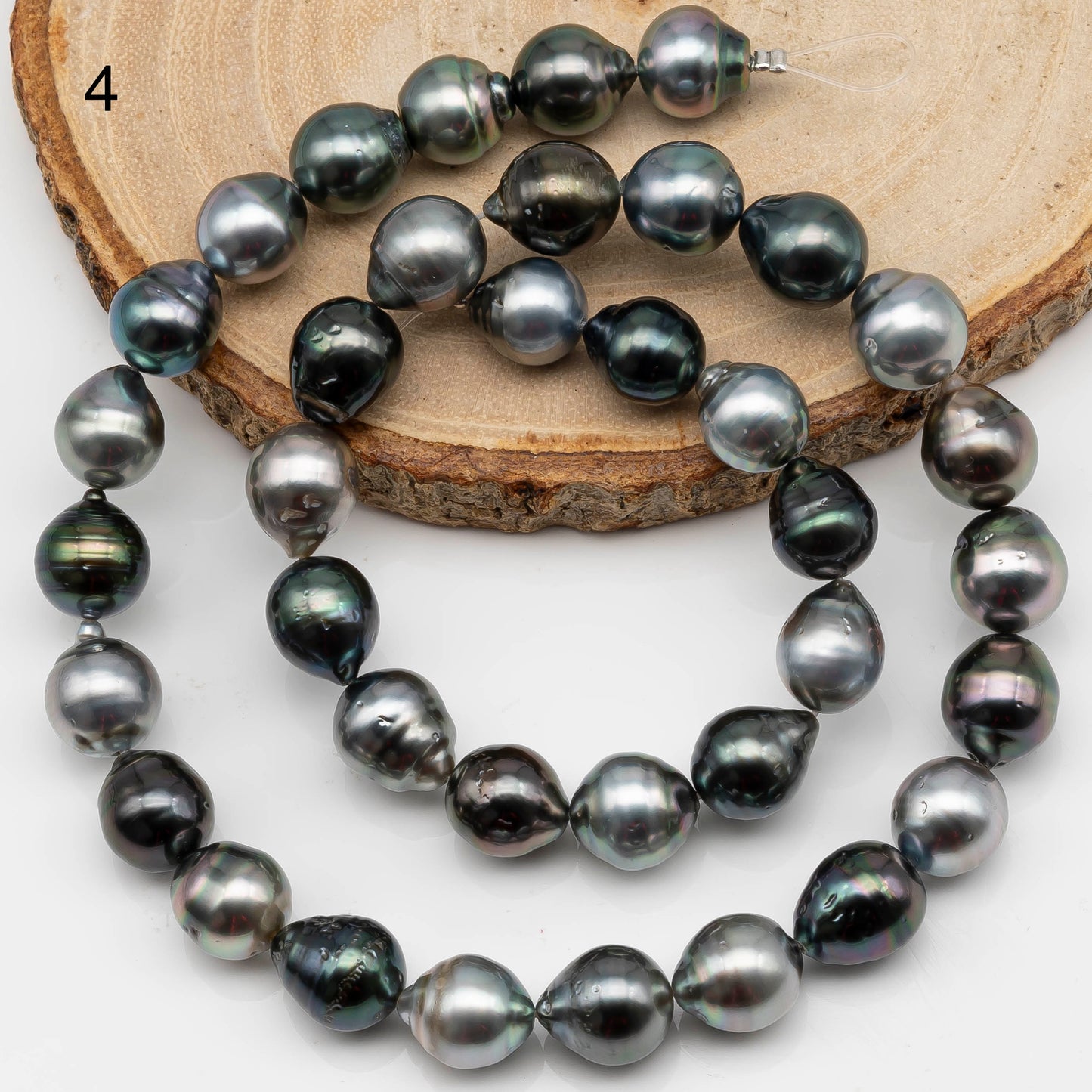 9-10mm Multicolor Near Round Tahitian Pearl Bead with High Luster, In Full Strand with Minor Blemishes for Making, SKU # 2396TH