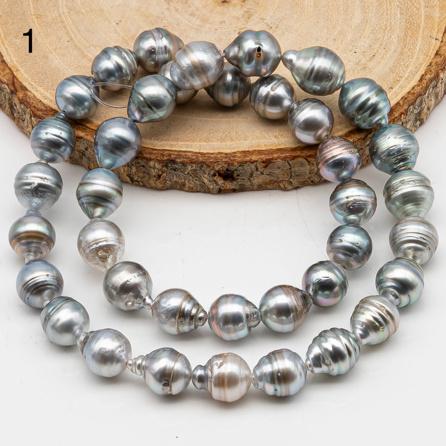 9-10mm Tahitian Pearl in Full Strand, Natural Colors with High Luster, for Jewelry Making, SKU # 2971TH