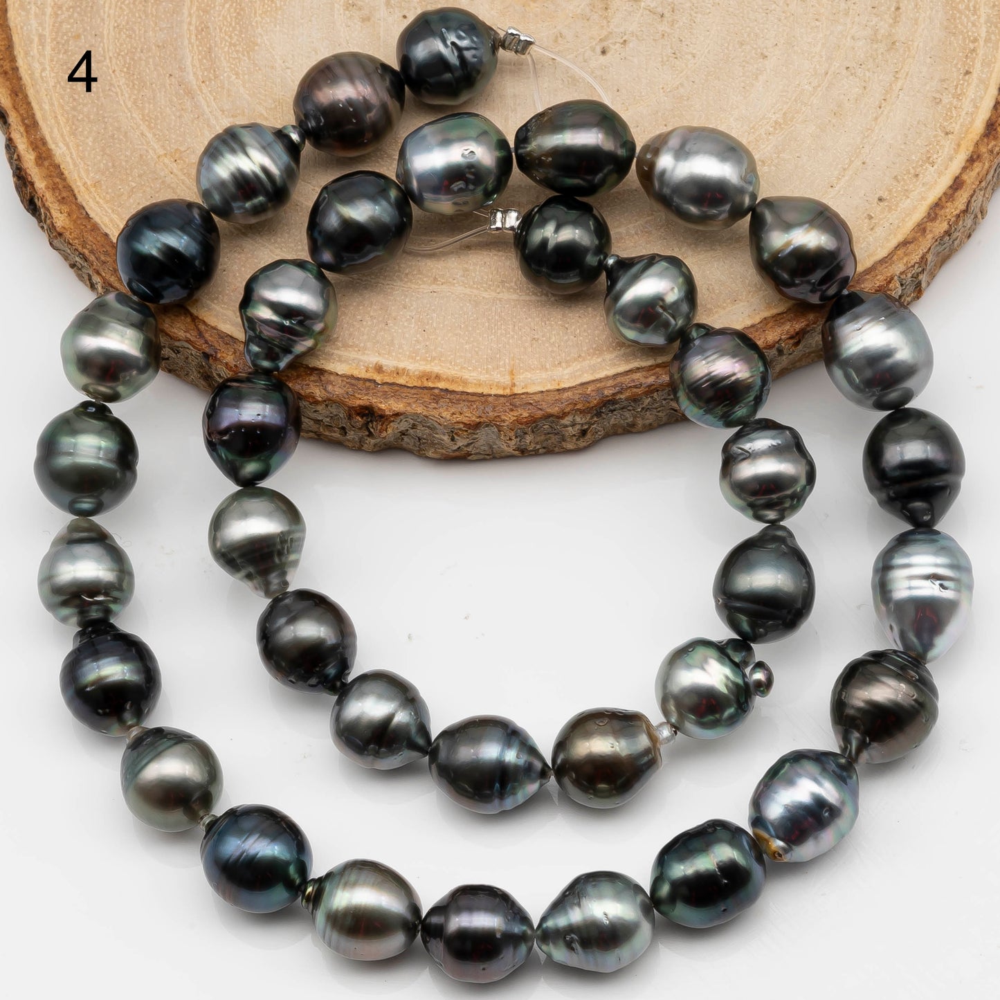 9-10mm Multicolor Drop Tahitian Pearl Bead with High Luster, In Full Strand with Minor Blemishes for Making, SKU # 2397TH