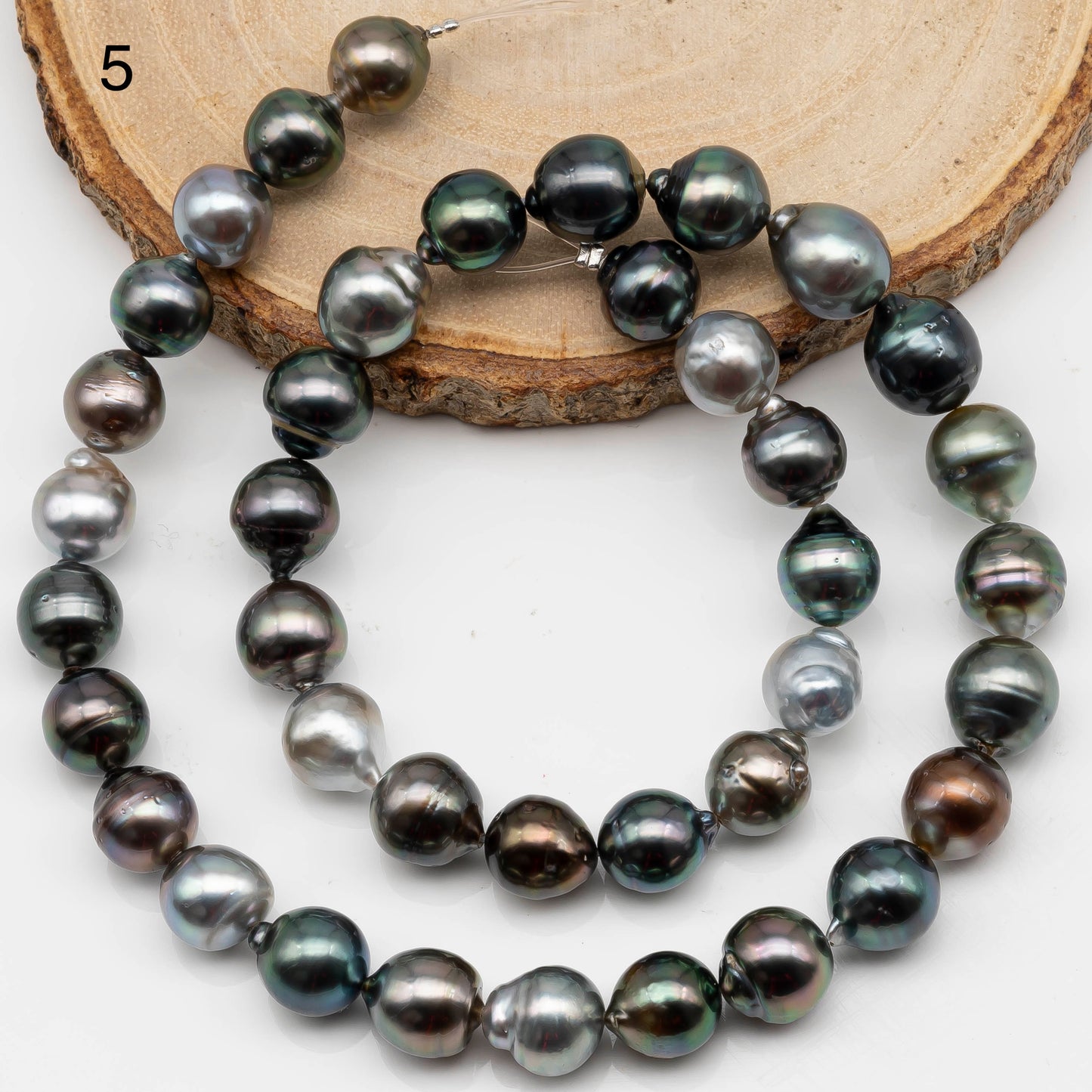 9-10mm Multicolor Drop Tahitian Pearl Bead with High Luster, In Full Strand with Minor Blemishes for Making, SKU # 2397TH