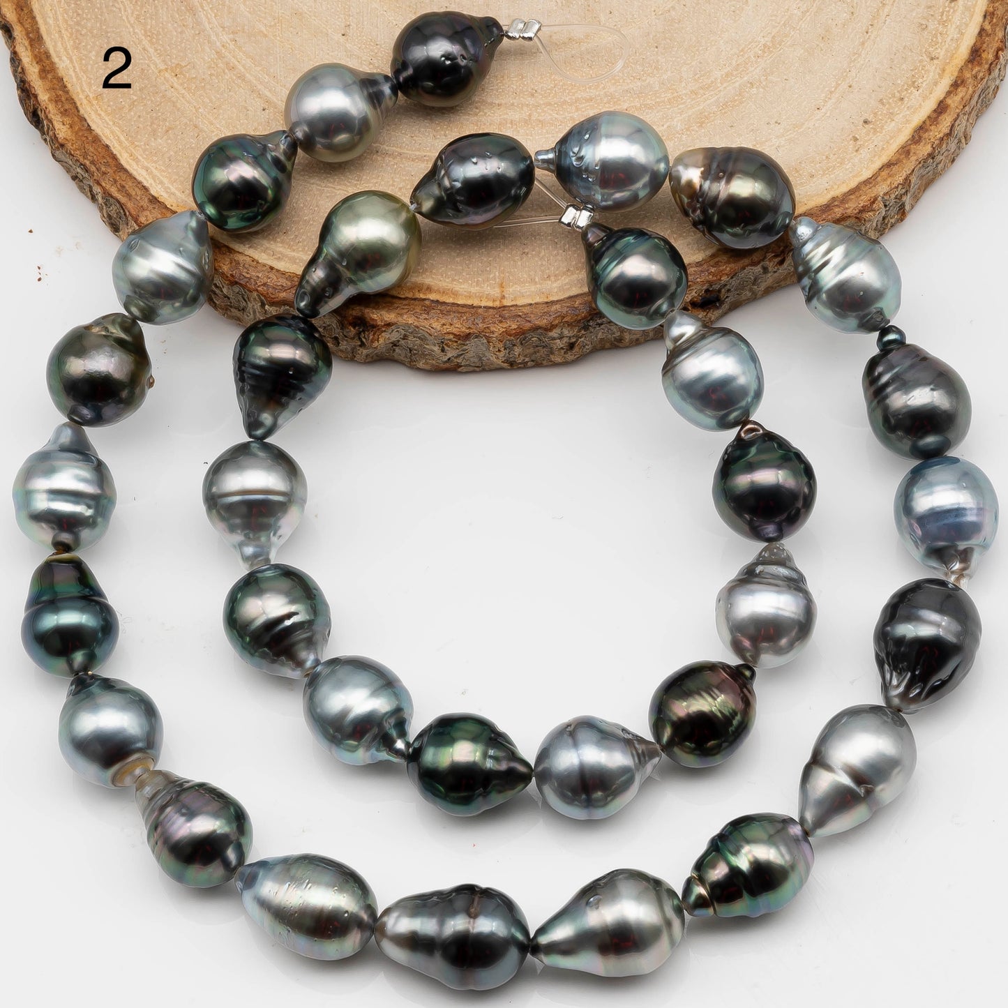 9-10mm Multicolor Drop Tahitian Pearl Bead with High Luster, In Full Strand with Minor Blemishes for Making, SKU # 2398TH