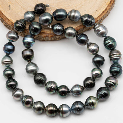 9-10mm Multicolor Drop Tahitian Pearl Bead with High Luster, In Full Strand with Minor Blemishes for Making, SKU # 2399TH