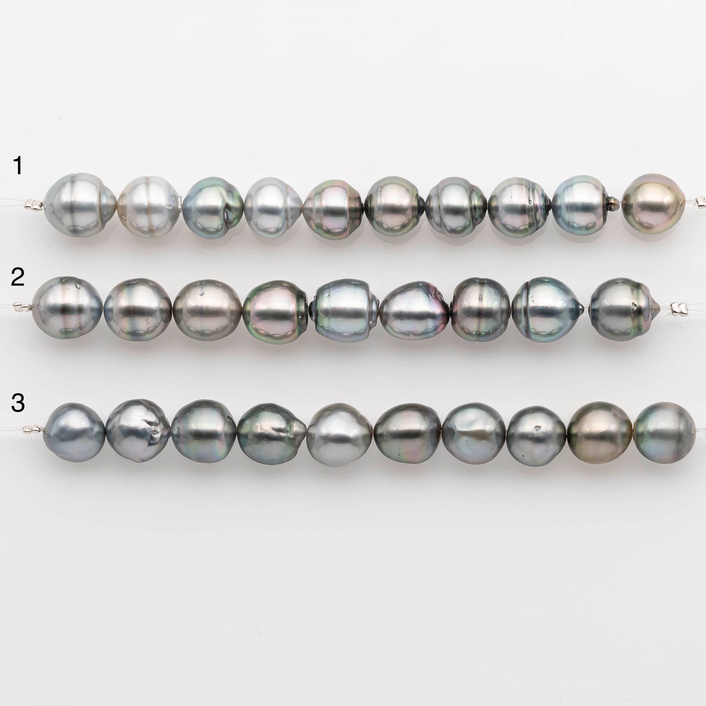 10-11mm Tahitian Pearl in Short Strand with All Natural Color with High Luster for Jewelry Making, SKU# 2402TH