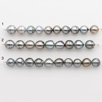 10-11mm Tahitian Pearl in Short Strand with All Natural Color with High Luster for Jewelry Making, SKU# 2402TH