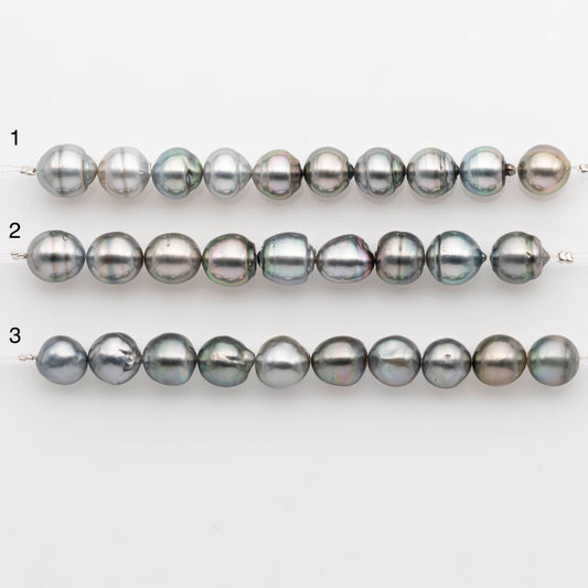 10-11mm Tahitian Pearl in Short Strand with All Natural Color with High Luster for Jewelry Making, SKU# 2402TH
