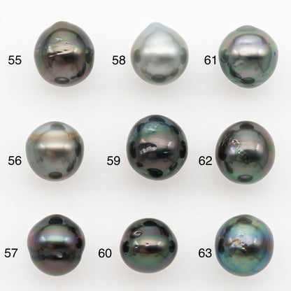 9-10mm Tahitian Pearl Natural Color with Minor Blemishes, Loose Undrilled for Jewelry Making, SKU # 3154TH