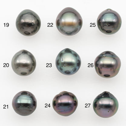9-10mm Tahitian Pearl Natural Color with Minor Blemishes, Loose Undrilled for Jewelry Making, SKU # 3155TH