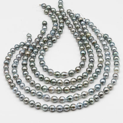 9-10mm Tahitian Pearl in Full Strand, Natural Colors with High Luster, for Jewelry Making, SKU # 2972TH
