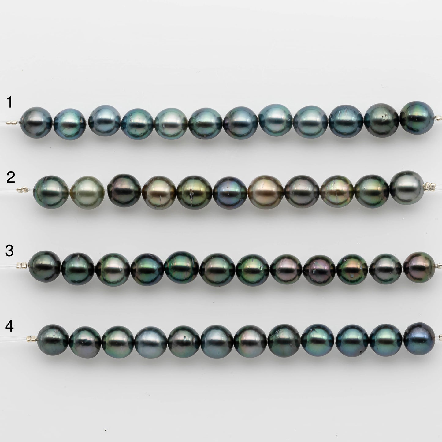 8-9mm Tahitian Pearl in Short Strand with All Natural Color with High Luster for Jewelry Making, SKU# 2407TH