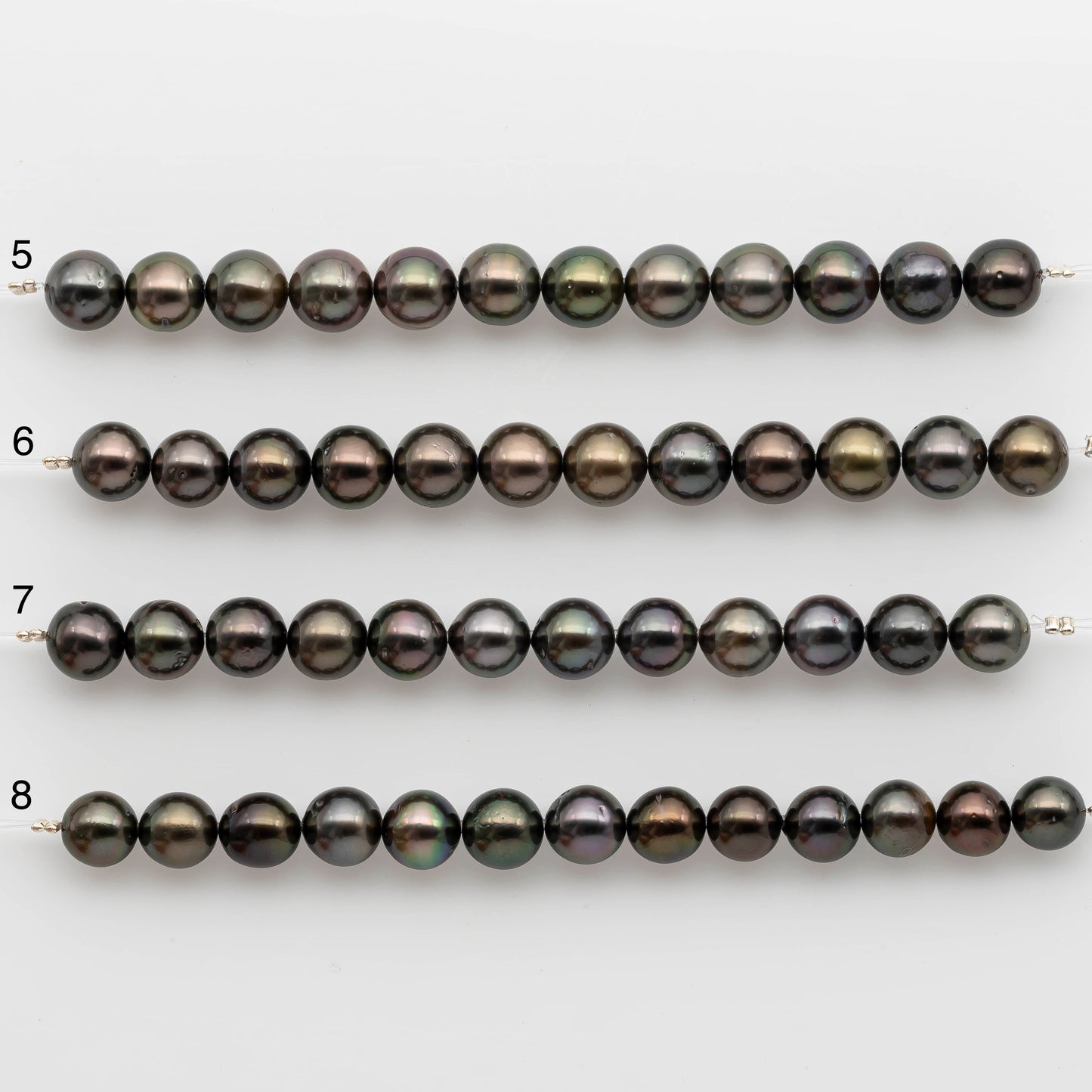 8-9mm Tahitian Pearl in Short Strand with All Natural Color with High Luster for Jewelry Making, SKU# 2408TH