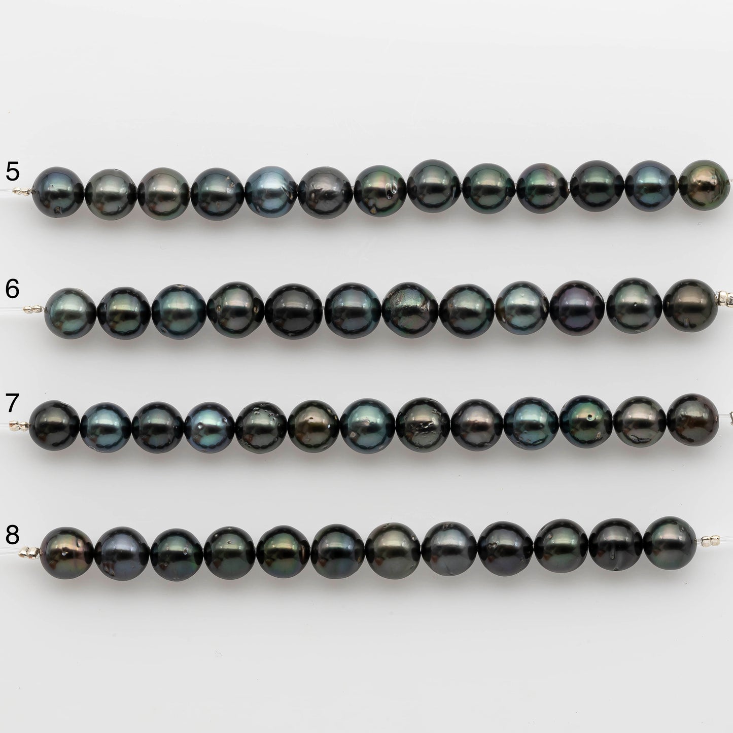 8-9mm Tahitian Pearl in Short Strand with All Natural Color with High Luster for Jewelry Making, SKU# 2409TH