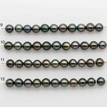 9-10mm Tahitian Pearl in Short Strand with All Natural Color with High Luster for Jewelry Making, SKU# 2411TH