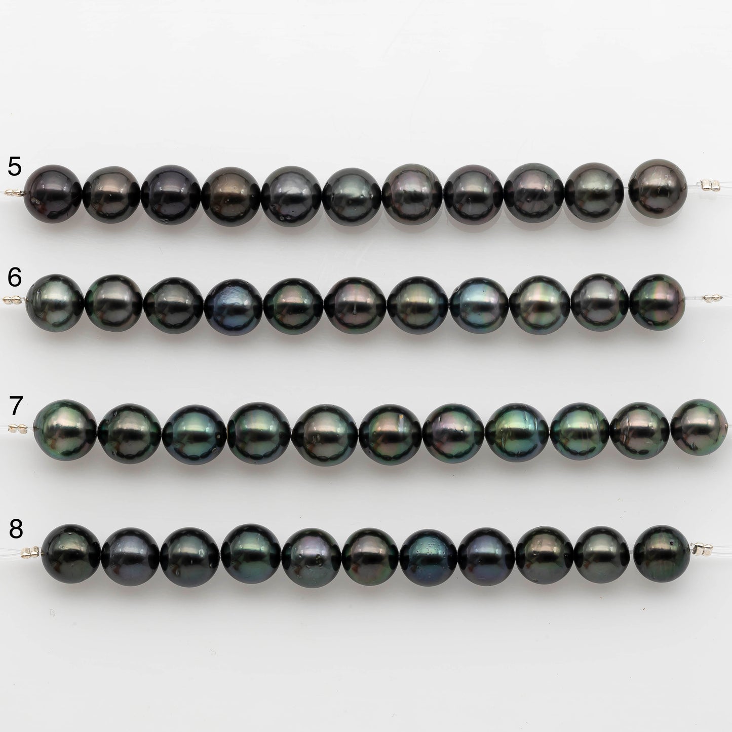 9-10mm Tahitian Pearl in Short Strand with All Natural Color with High Luster for Jewelry Making, SKU# 2412TH