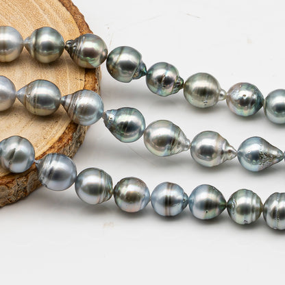 9-10mm Tahitian Pearl in Full Strand, Natural Colors with High Luster, for Jewelry Making, SKU # 2972TH