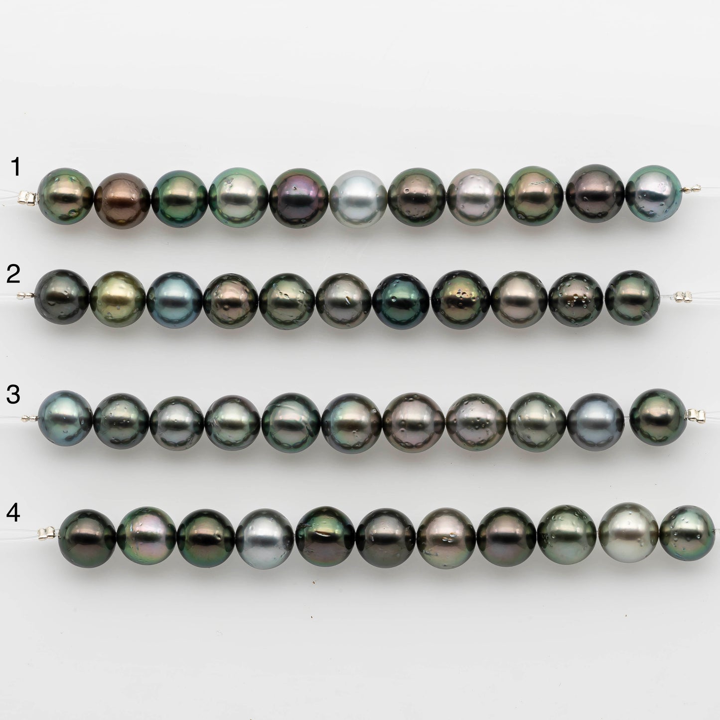 9-10mm Tahitian Pearl in Short Strand with All Natural Color with High Luster for Jewelry Making, SKU# 2413TH