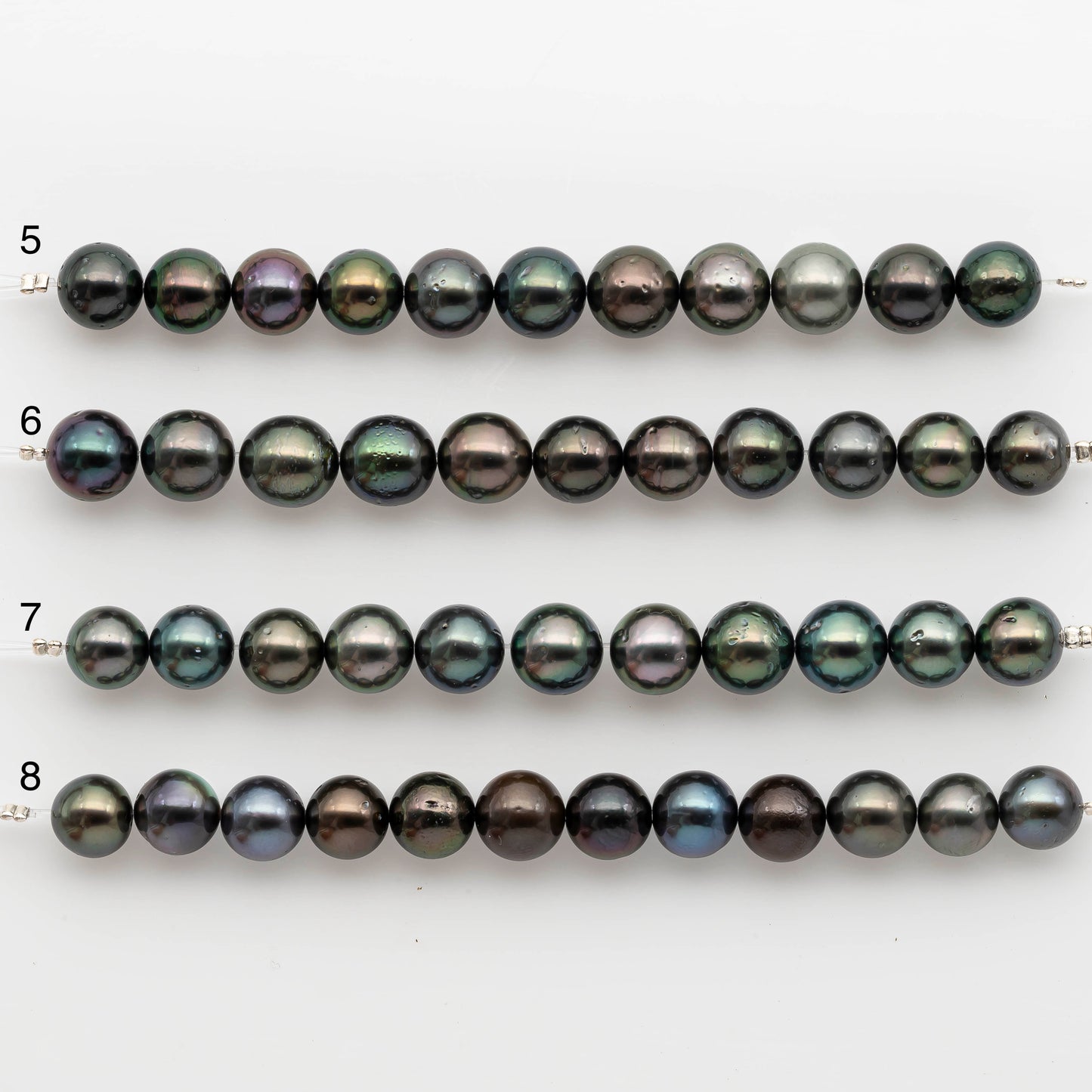 9-10mm Tahitian Pearl in Short Strand with All Natural Color with High Luster for Jewelry Making, SKU# 2413TH