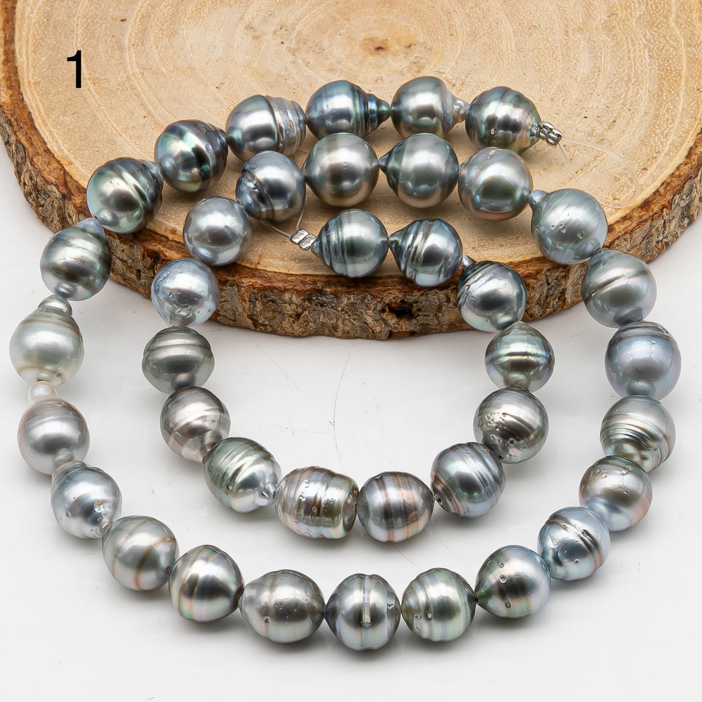 9-10mm Tahitian Pearl in Full Strand, Natural Colors with High Luster, for Jewelry Making, SKU # 2972TH