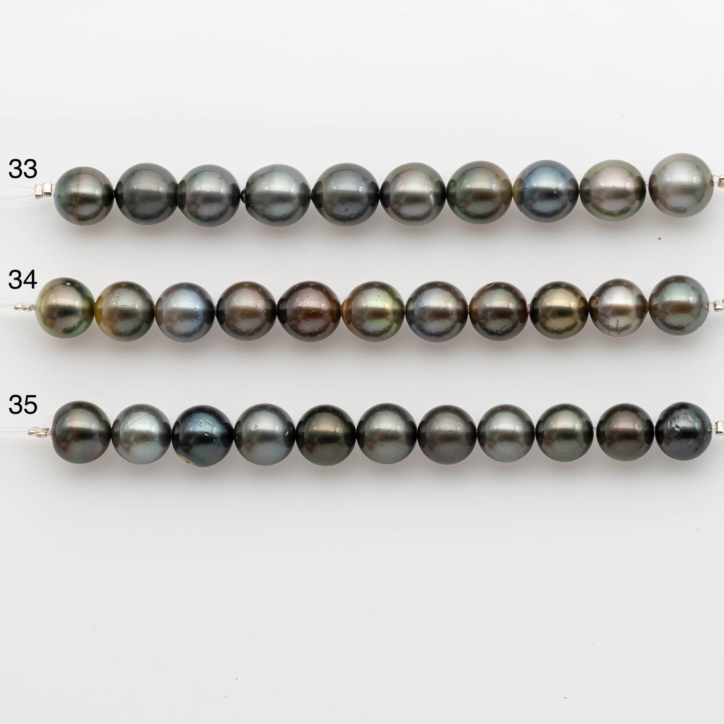 9-10mm Tahitian Pearl in Short Strand with All Natural Color with High Luster for Jewelry Making, SKU#2414TH