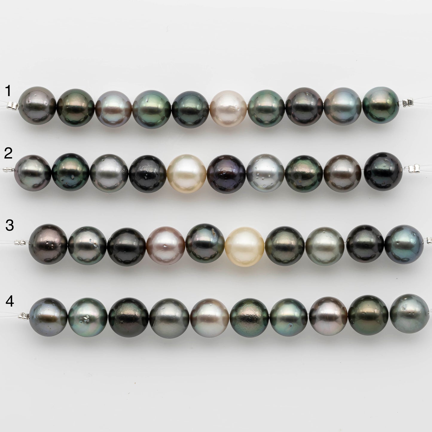 10-11mm Tahitian Pearl in Short Strand with All Natural Color with High Luster for Jewelry Making, SKU# 2415TH