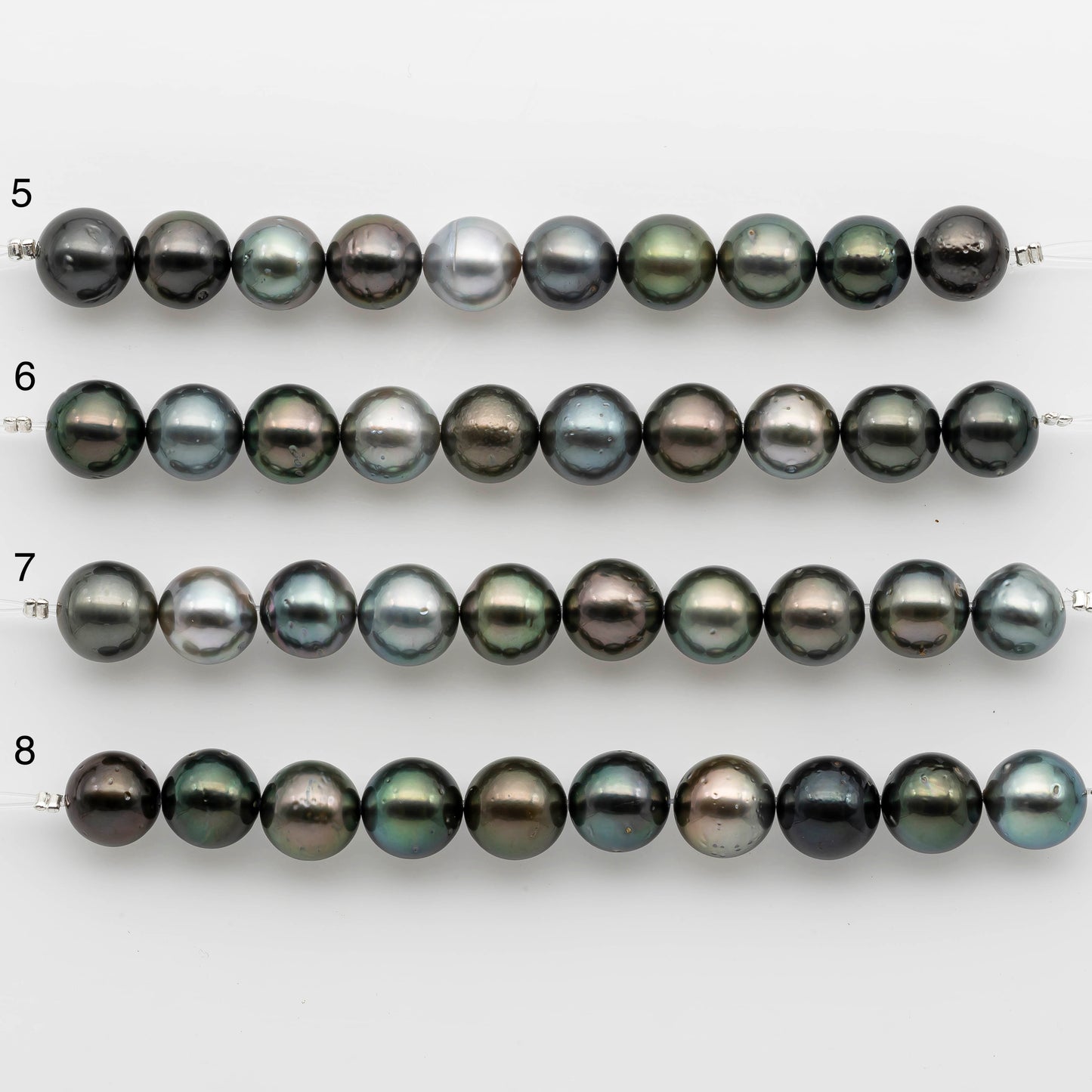 10-11mm Tahitian Pearl in Short Strand with All Natural Color with High Luster for Jewelry Making, SKU# 2415TH