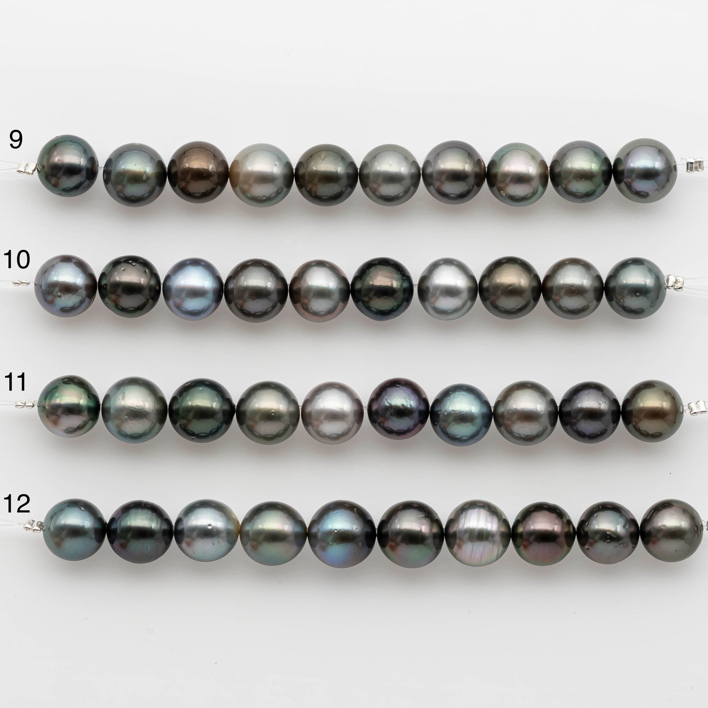 10-11mm Tahitian Pearl in Short Strand with All Natural Color with High Luster for Jewelry Making, SKU# 2415TH