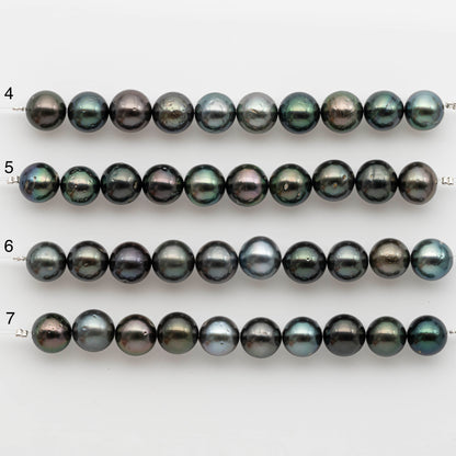 10-11mm Tahitian Pearl in Short Strand with All Natural Color with High Luster for Jewelry Making, SKU# 2416TH