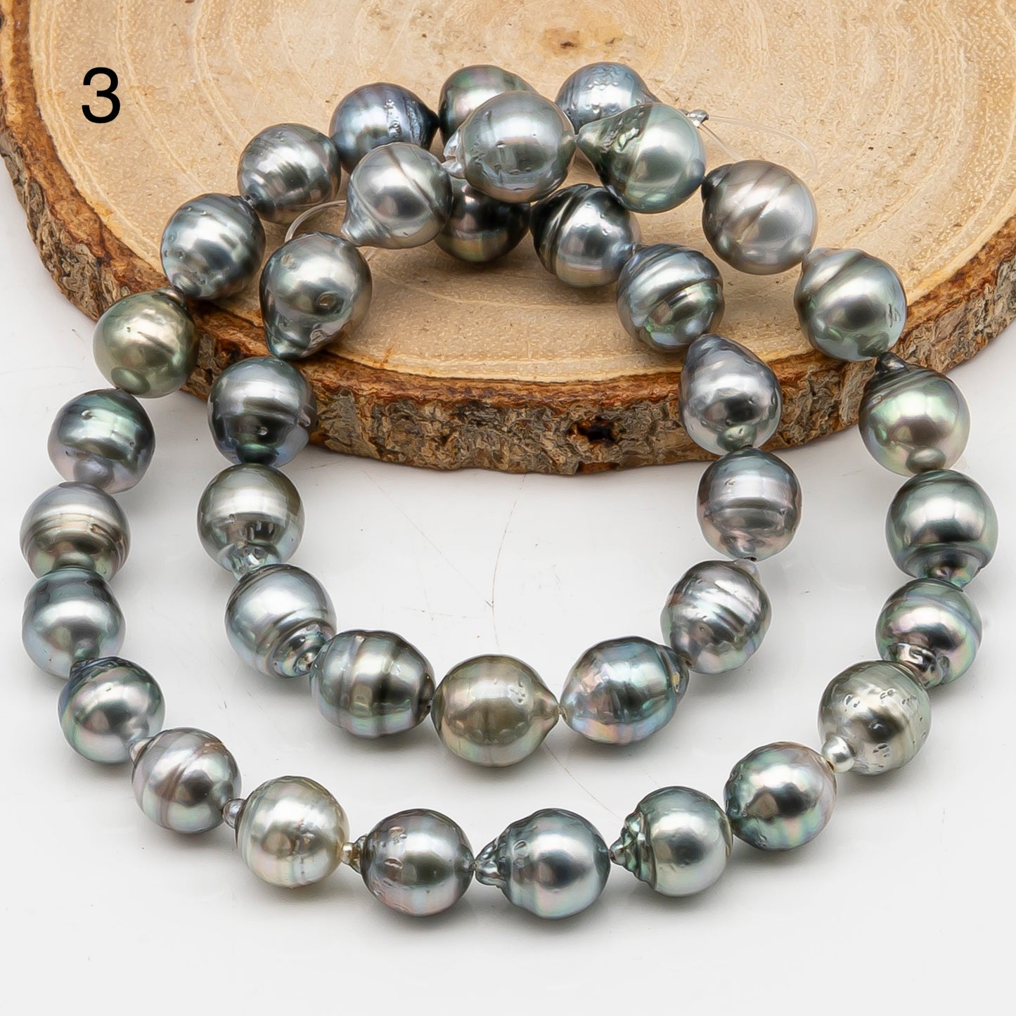 9-10mm Tahitian Pearl in Full Strand, Natural Colors with High Luster, for Jewelry Making, SKU # 2972TH