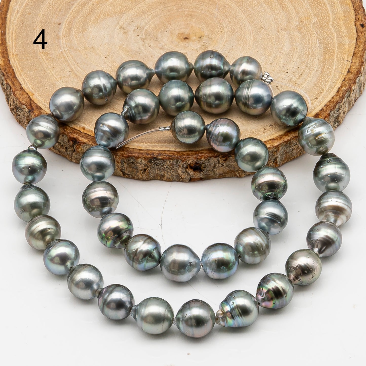 9-10mm Tahitian Pearl in Full Strand, Natural Colors with High Luster, for Jewelry Making, SKU # 2972TH