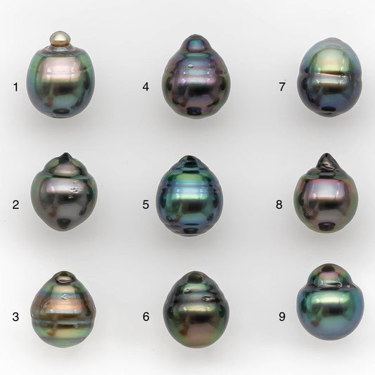 9-10mm Tahitian Pearl in High Luster and Natural Color, One Piece Undrilled for Making Jewelry, SKU # 2422TH