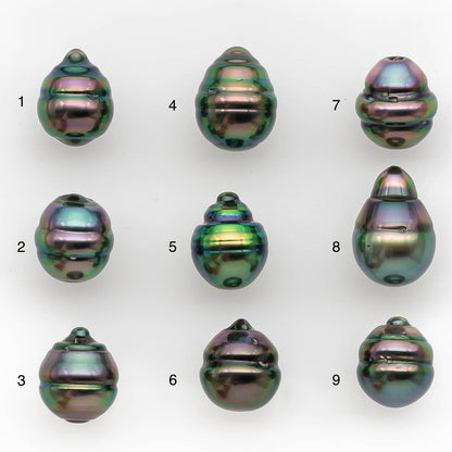 9-10mm Tahitian Pearl in Amazing High Luster and Natural Color, One Piece Undrilled for Making Jewelry, SKU # 2423TH