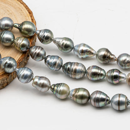 10-11mm Tahitian Pearl in Full Strand, Natural Colors with High Luster, for Jewelry Making, SKU # 2973TH