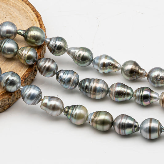 10-11mm Tahitian Pearl in Full Strand, Natural Colors with High Luster, for Jewelry Making, SKU # 2973TH