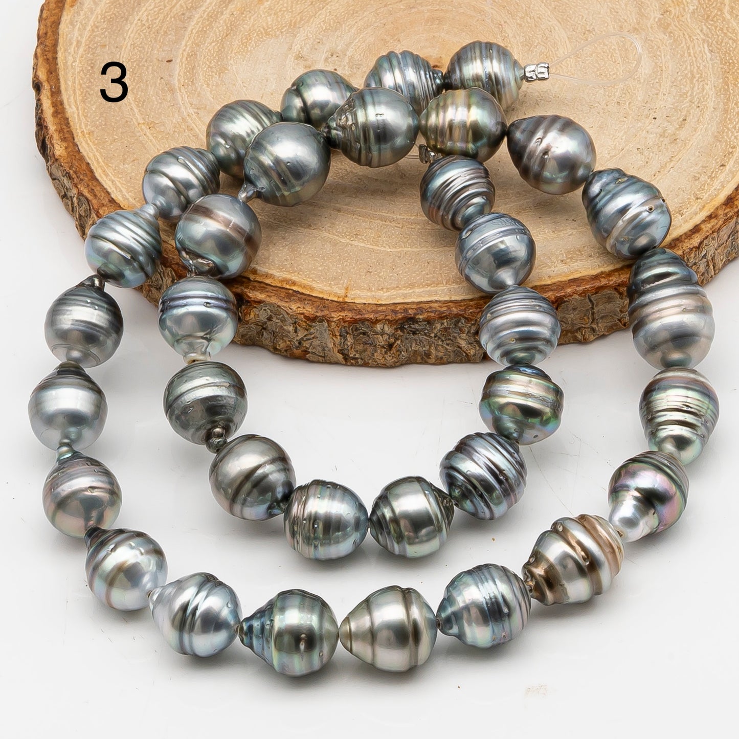 10-11mm Tahitian Pearl in Full Strand, Natural Colors with High Luster, for Jewelry Making, SKU # 2973TH