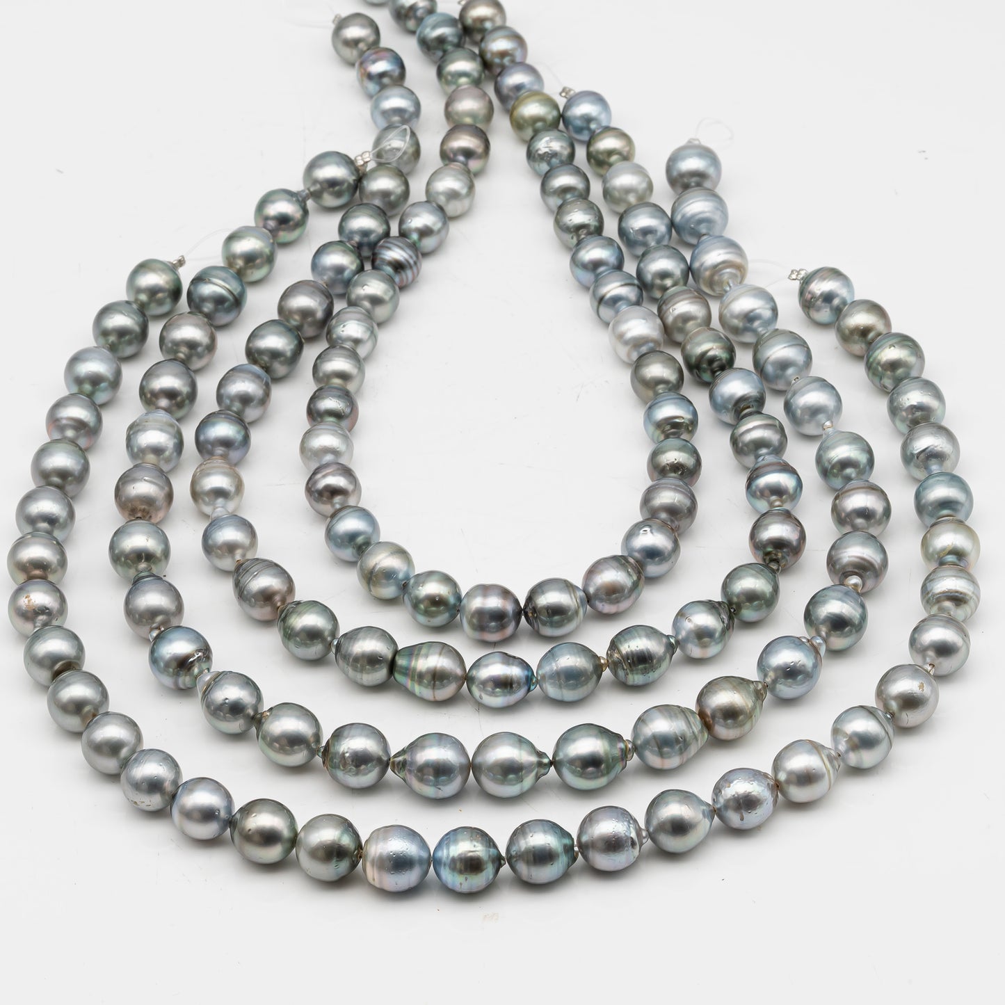 10-11 and 11-12mm Tahitian Pearl in Full Strand, Natural Colors with High Luster, for Jewelry Making, SKU # 2974TH
