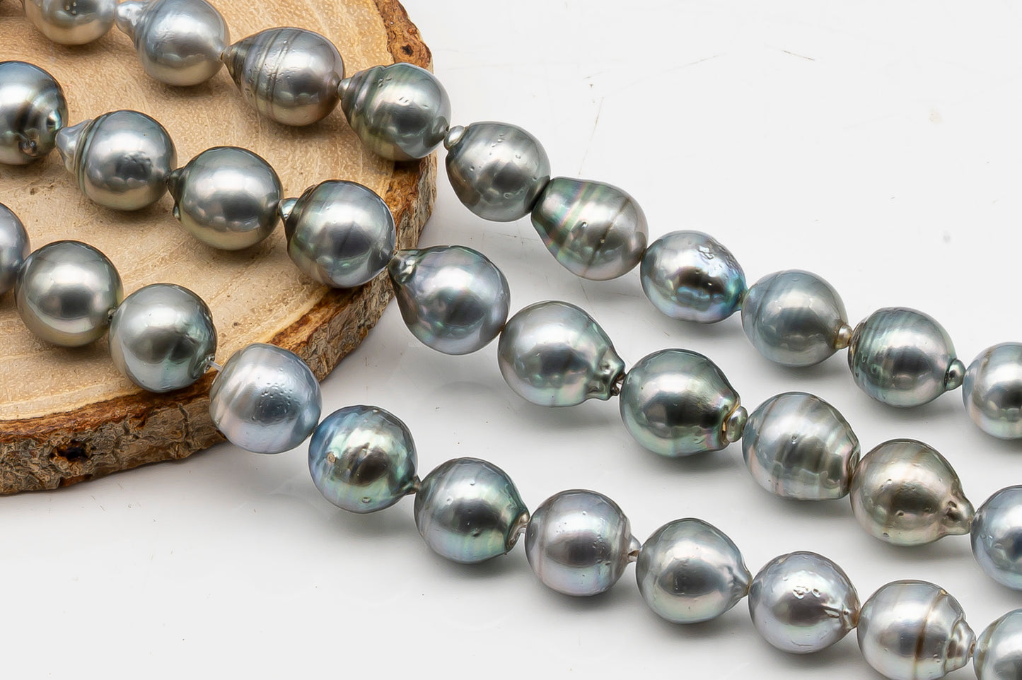 10-11 and 11-12mm Tahitian Pearl in Full Strand, Natural Colors with High Luster, for Jewelry Making, SKU # 2974TH