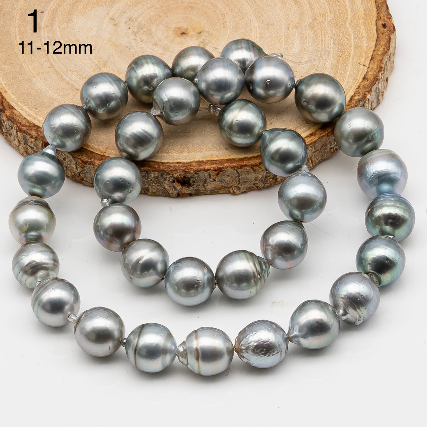 10-11 and 11-12mm Tahitian Pearl in Full Strand, Natural Colors with High Luster, for Jewelry Making, SKU # 2974TH