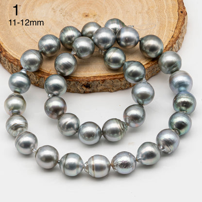 10-11 and 11-12mm Tahitian Pearl in Full Strand, Natural Colors with High Luster, for Jewelry Making, SKU # 2974TH