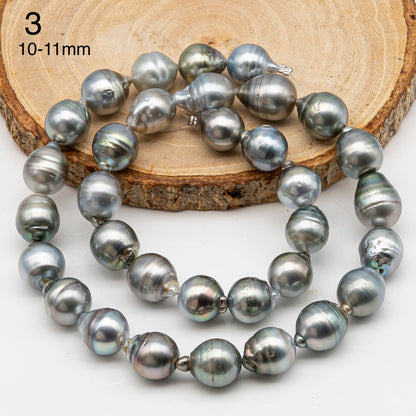 10-11 and 11-12mm Tahitian Pearl in Full Strand, Natural Colors with High Luster, for Jewelry Making, SKU # 2974TH