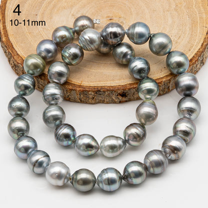 10-11 and 11-12mm Tahitian Pearl in Full Strand, Natural Colors with High Luster, for Jewelry Making, SKU # 2974TH