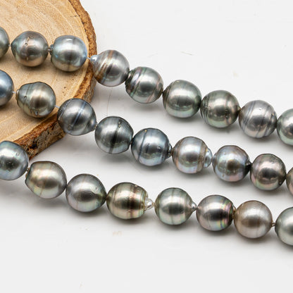 11-12mm Tahitian Pearl in Full Strand, Natural Colors with High Luster, for Jewelry Making, SKU # 2975TH