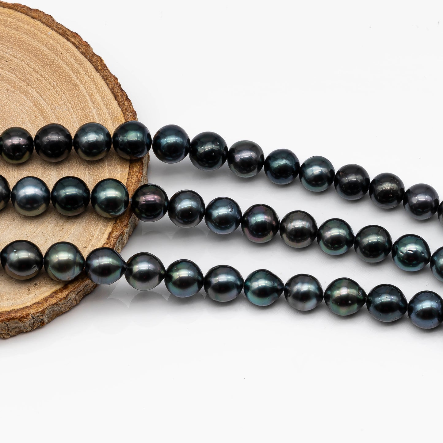 9-10mm Multicolor Round Tahitian Pearl Bead with High Luster, In Full Strand for Jewelry Making, SKU # 2063TH