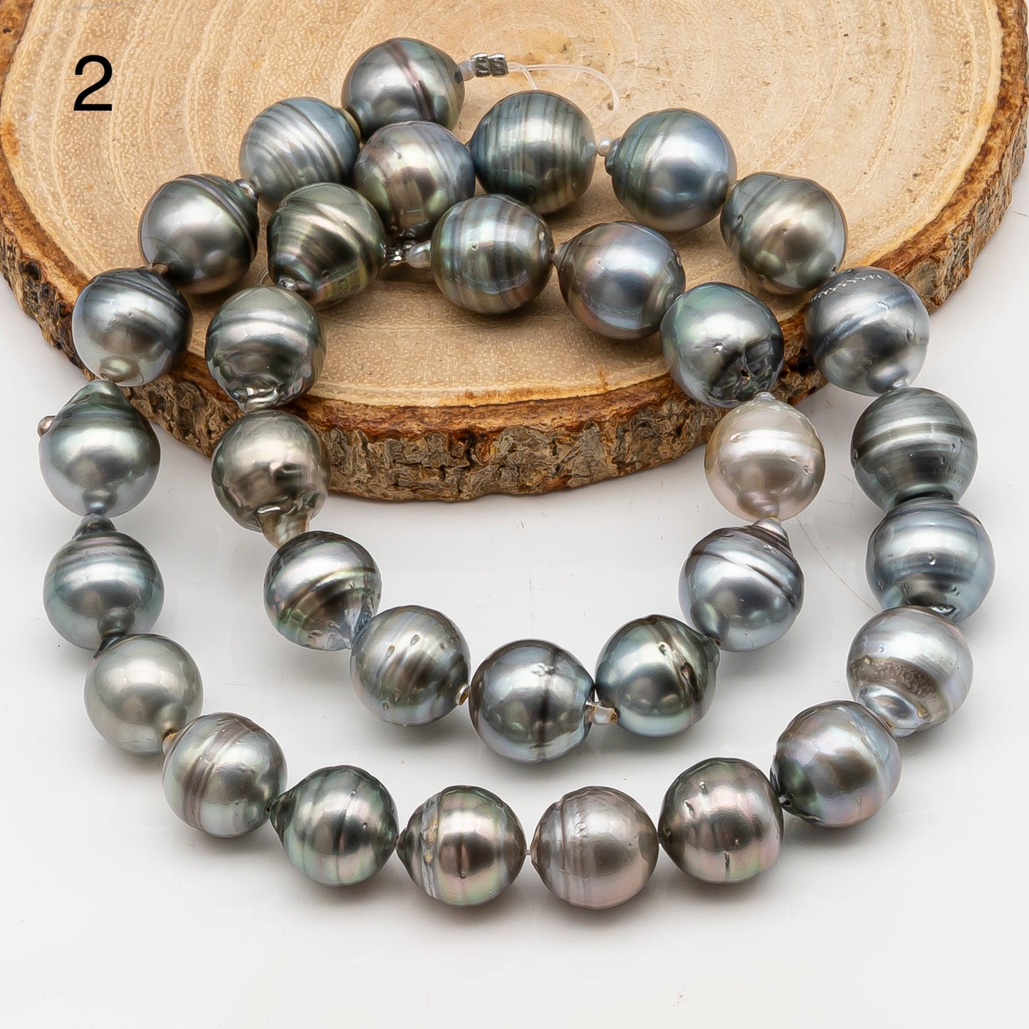 11-12mm Tahitian Pearl in Full Strand, Natural Colors with High Luster, for Jewelry Making, SKU # 2975TH