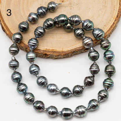 8-9mm Drop Tahitian Pearl in Full Strand with Silver Blue Natural Color and High Luster, With Minor Blemishes, SKU # 2441TH