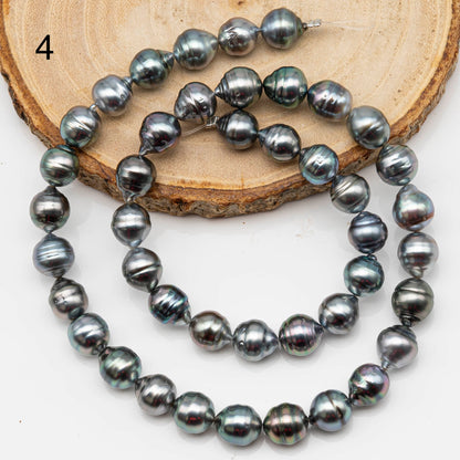 8-9mm Drop Tahitian Pearl in Full Strand with Gray and Blue Hue Natural Color and High Luster,  With  Minor Blemishes, SKU # 2442TH
