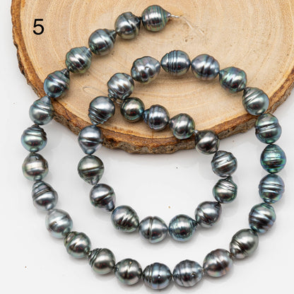 8-9mm Drop Tahitian Pearl in Full Strand with Gray and Blue Hue Natural Color and High Luster,  With  Minor Blemishes, SKU # 2442TH