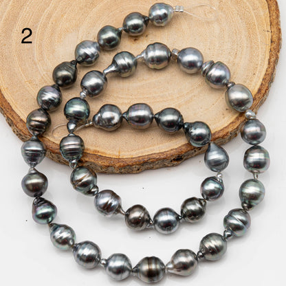 8-9mm Drop Tahitian Pearl in Full Strand with Silver Blue Natural Color and High Luster,  With  Minor Blemishes, SKU # 2443TH