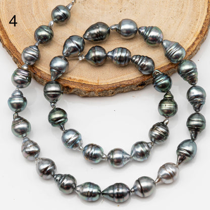 8-9mm Drop Tahitian Pearl in Full Strand with Silver Blue Natural Color and High Luster,  With  Minor Blemishes, SKU # 2443TH
